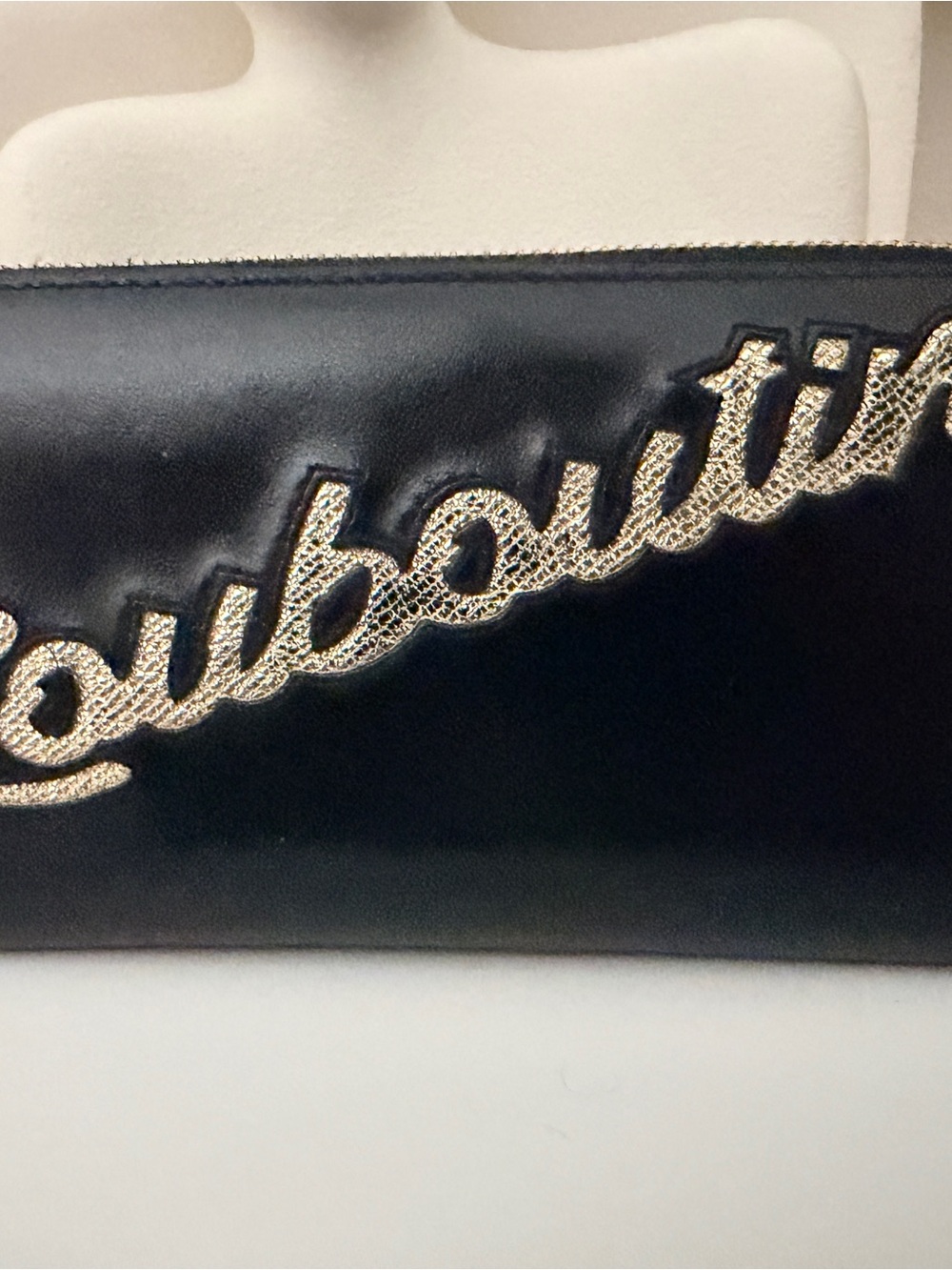 Christian Louboutin Panettone Black Platine Logo Leather Zip Around Wallet - Picture 2 of 10